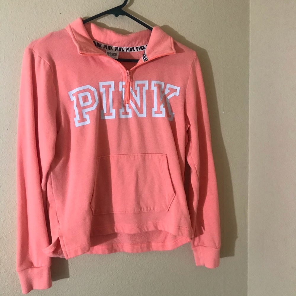 vs pink quarter zip jacket